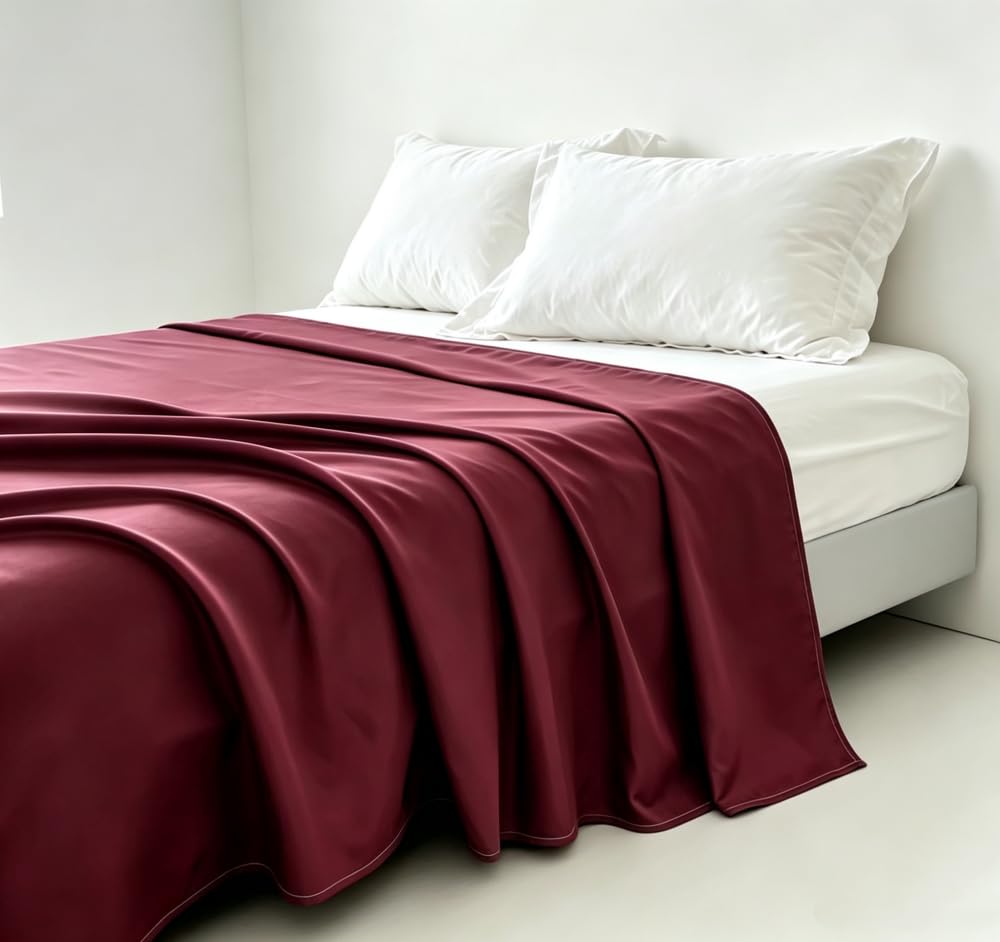 Microfiber Queen Bedding Flat Sheet, Ultra Soft and Wrinkle, Fade, Stain Resistant Top Sheet (White, Twin)
