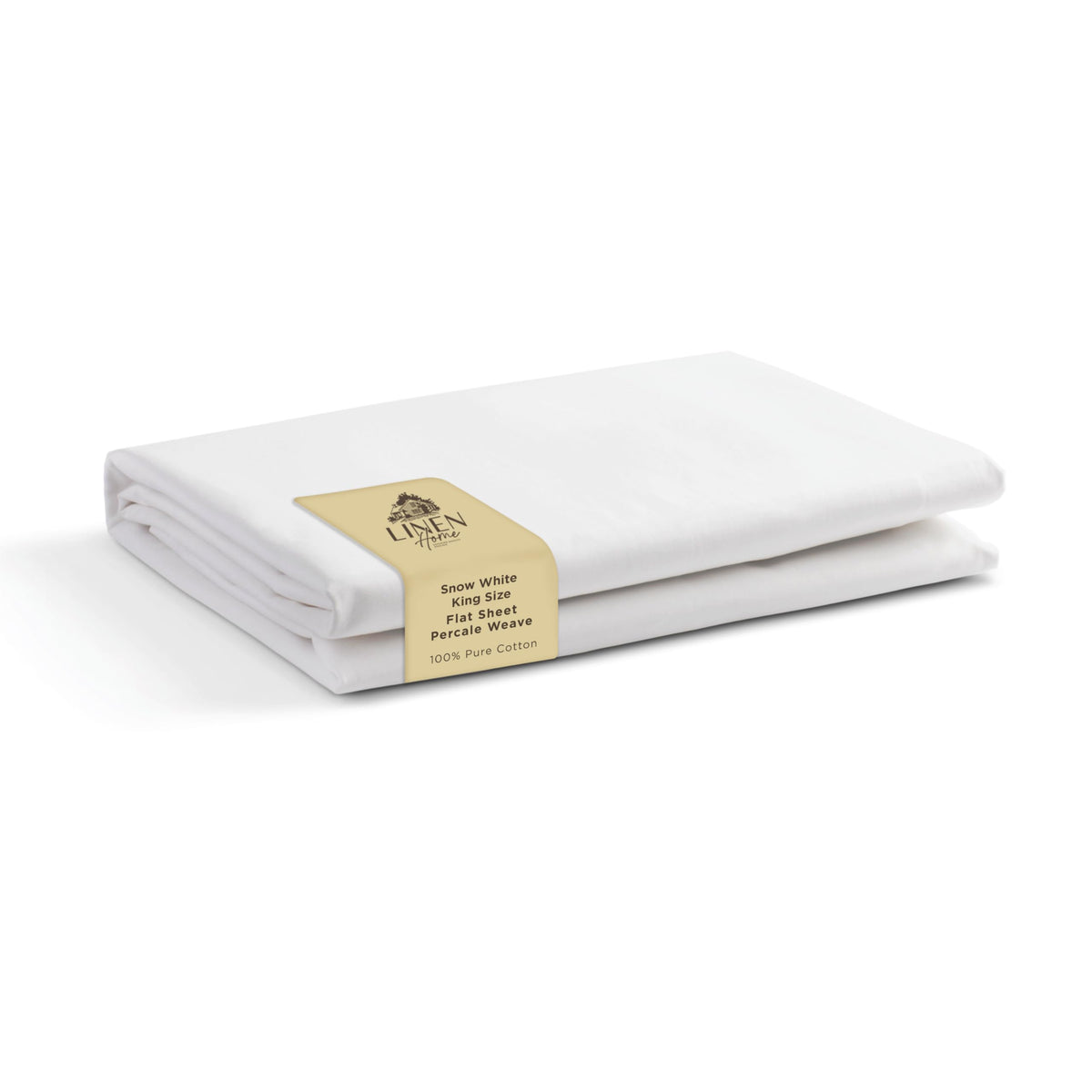 Linen Home Queen Size Flat Sheet Only 100% Cotton Percale, White