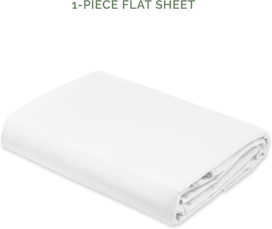 Elegant Comfort Premium Hotel Quality 1-Piece Flat Sheet, Luxury & Softest 1500 Thread Count Egyptian Quality Bedding Flat Sheet, Wrinkle, Stain and Fade Resistant, Queen, White