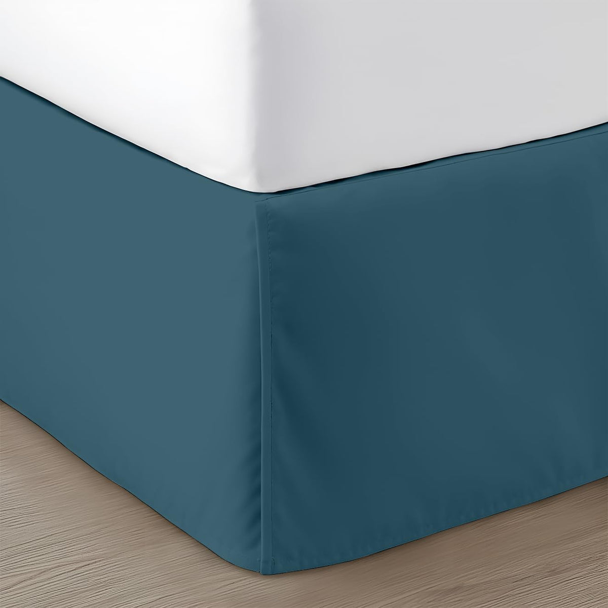 SGI Bedding 12 inch Drop Bed Skirt King Size - Platform Style with Secure Fit, Classic Tailored Look, Elegant Pleated Style Dust Ruffle, Split Corners, Wrinkle Resistant Microfiber - White