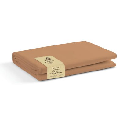 Linen Home Queen Size Flat Sheet Only 100% Cotton Percale, White