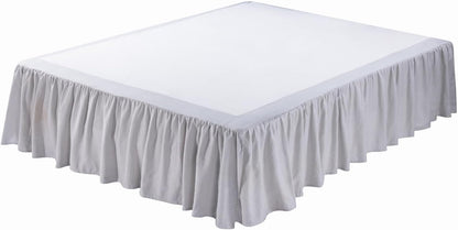 Meadow Park Washed French Linen Bed Skirt, Dust Ruffle, Queen Size 60" W x 80" L, Drop 16", Super Soft, Ruffle Style, Natural Linen Color.
