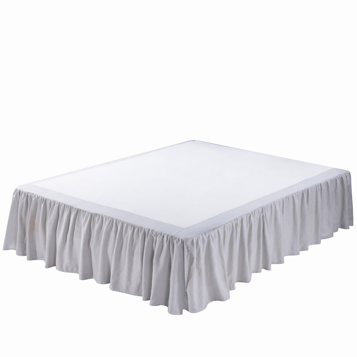 Meadow Park Washed French Linen Bed Skirt, Dust Ruffle, Queen Size 60" W x 80" L, Drop 16", Super Soft, Ruffle Style, Natural Linen Color.