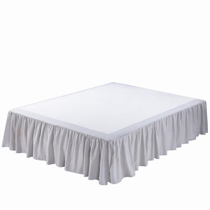 Meadow Park Washed French Linen Bed Skirt, Dust Ruffle, Queen Size 60" W x 80" L, Drop 16", Super Soft, Ruffle Style, Natural Linen Color.
