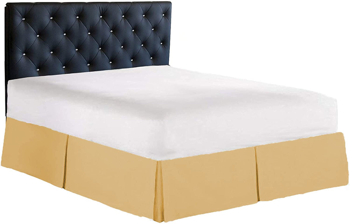 100% Cotton 800 Thread Count Box Pleated Bed Skirt - Luxury Pleated Dust Ruffle, Bed Skirt, Easy Fit with 15 Inch Tailored Drop, King Size White Solid