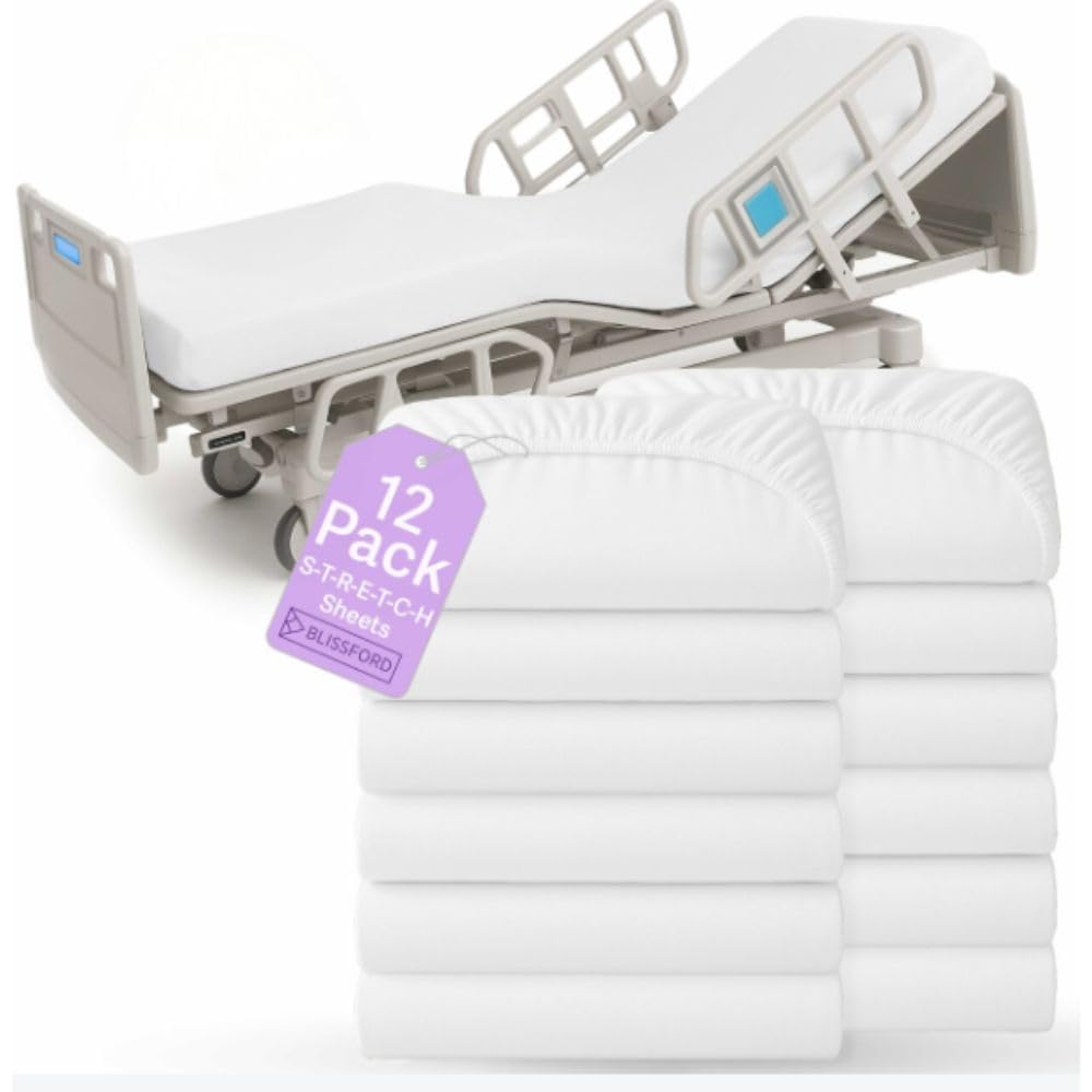 BLISSFORD 2 Pack Fitted Hospital Bed Sheets for Home Use, 36 x 84 x 12