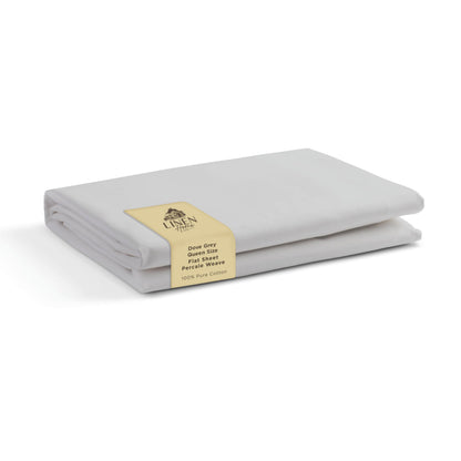 Linen Home Queen Size Flat Sheet Only 100% Cotton Percale, White