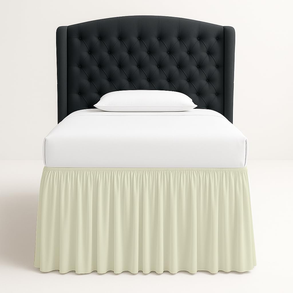 Cottingon Dorm Bed Skirt Twin XL 36" with Split Corners, 100% Microfiber Soft and Stylish, College Room Essential, Extra Long Dust Ruffle for Extended Beds, White