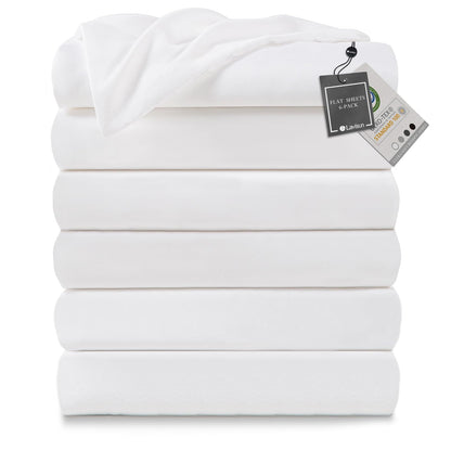 Lavisun Twin Flat Sheets Only, 6 Pack Soft Brushed Microfiber Bedding Sheets for Hotel, Massage, Hospital, Home, Dorm, Bulk Top Flat Sheets Only Twin Size (Grey)