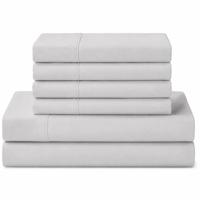 Linen Home 100% Cotton Percale Sheets Queen Size 4 Pc Cooling Set - White