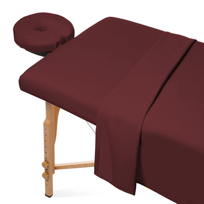 Saloniture 3-Piece Microfiber Massage Table Sheet Set - Premium Facial Bed Cover - Includes Flat and Fitted Sheets with Face Cradle Cover - White
