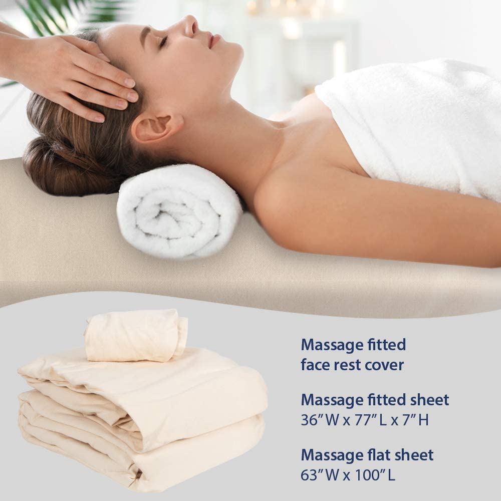 ForPro Premium Flannel 3-Piece Massage Sheet Set, Natural