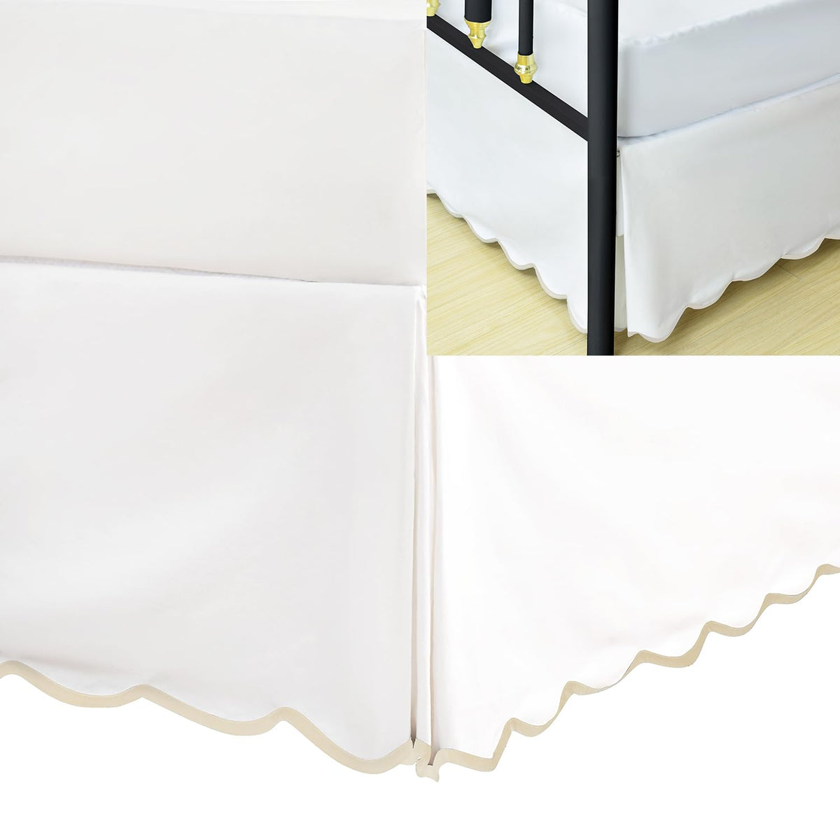 HIG Chic 14'' Queen BedSkirts Scallop Edge Pleated Dust Ruffle