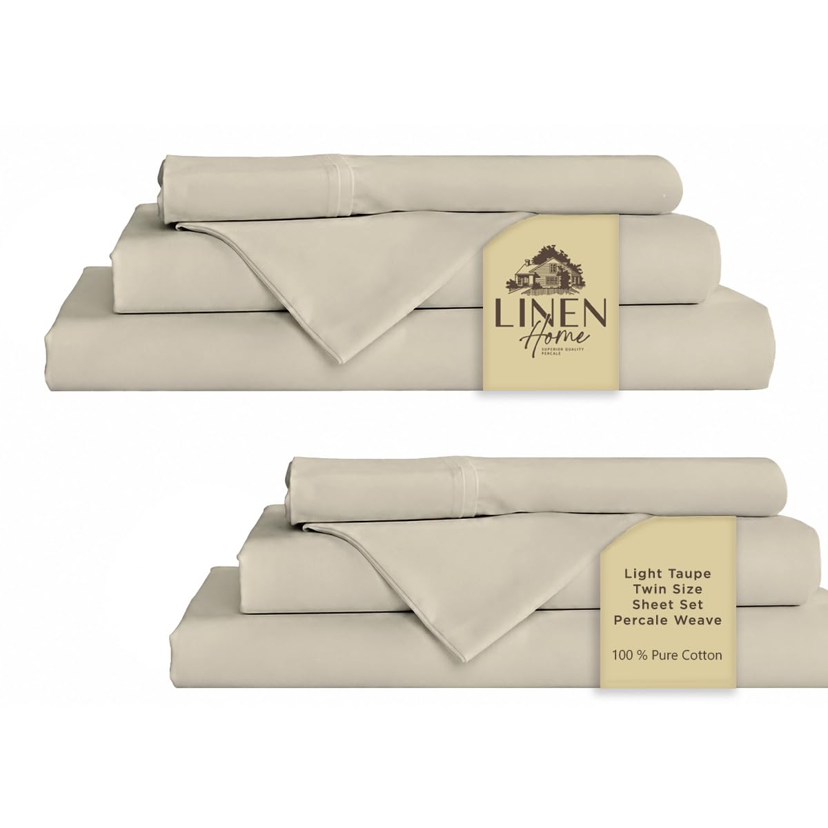 Linen Home 100% Cotton Percale Sheets Queen Size 4 Pc Cooling Set - White