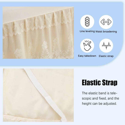 Double Lace Bed Skirt for Full Bed - 17in. Drop, Easy Fit Ruffle Bedskirt Wrap Around Bed Skirt, Anti Wrinkle & Fade Resistant