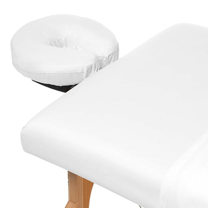 Saloniture 3-Piece Microfiber Massage Table Sheet Set - Premium Facial Bed Cover - Includes Flat and Fitted Sheets with Face Cradle Cover - White