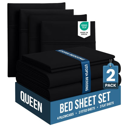 Queen Sheets Set, 4 Pieces 16" Deep Pocket Hotel Luxury Bed Sheets, Grey