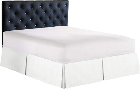 100% Cotton 800 Thread Count Box Pleated Bed Skirt - Luxury Pleated Dust Ruffle, Bed Skirt, Easy Fit with 15 Inch Tailored Drop, King Size White Solid