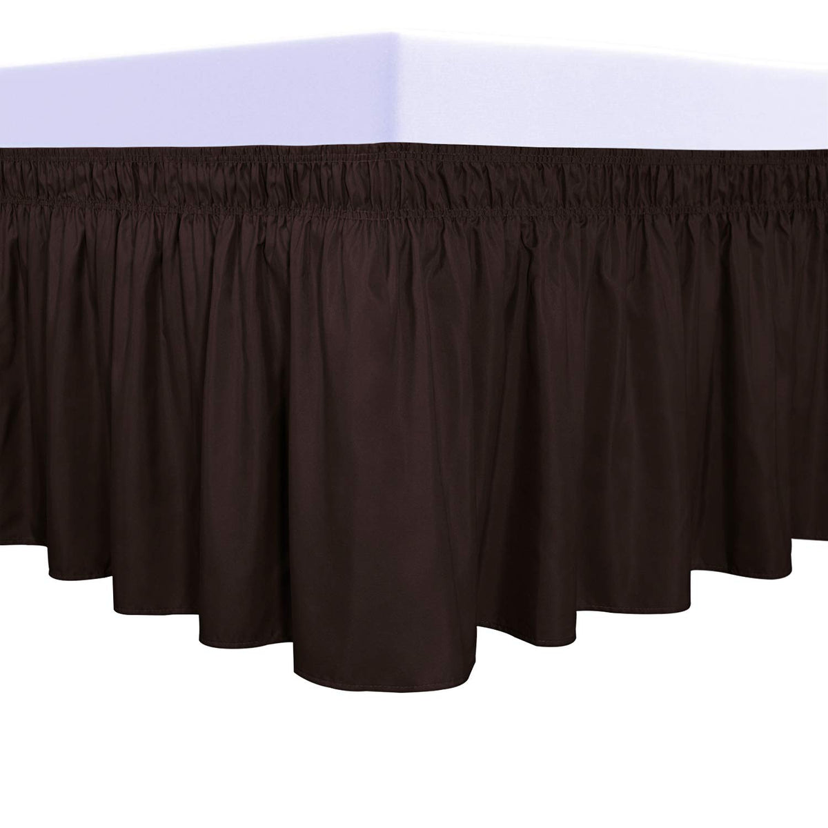 PureFit Wrap Around Ruffled Bed Skirt, White, Queen/King - 18" Drop