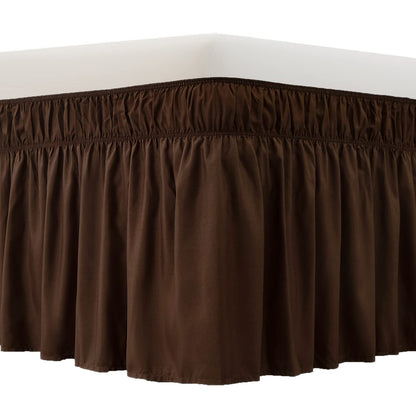 MEILA Wrap Around Elastic Bed Skirt for Queen & King Beds, 16" Drop, Beige