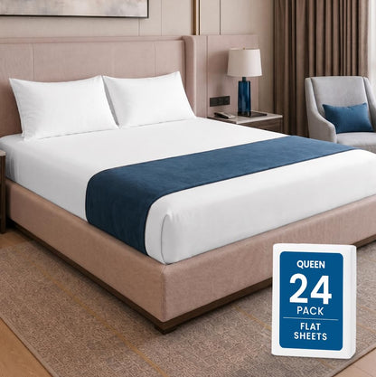 Utopia Bedding Flat Sheets - Pack of 6 - Soft Brushed Microfiber Fabric - Shrinkage & Fade Resistant Top Sheets - Easy Care (Full, White)