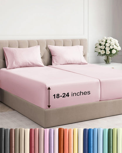 Extra Deep King Sheet Set - 4 Piece Breathable & Cooling - Antique White