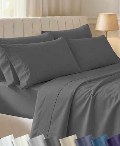 California Design Den Soft 100% Cotton Sateen Queen Bed Sheets Set, White