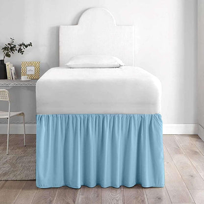 Premium Microfiber College Dorm Room Bed Skirt Twin XL 39" x 80", Extended 32" Drop, Split Corner Dust Ruffle, Wrinkle Resistant Durable Easy Care, White Solid