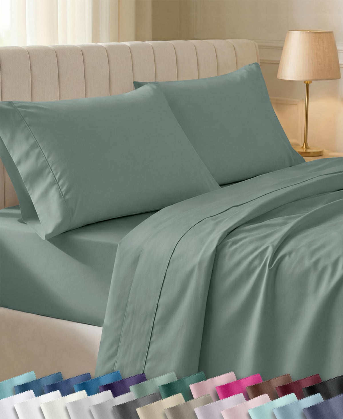 California Design Den Soft 100% Cotton Sateen Queen Bed Sheets Set, White