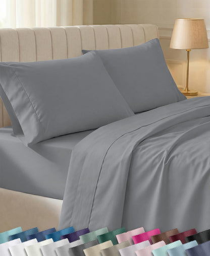 California Design Den Soft 100% Cotton Sateen Queen Bed Sheets Set, White