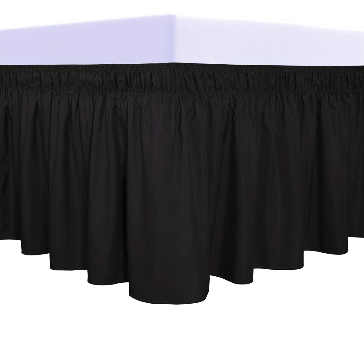PureFit Wrap Around Ruffled Bed Skirt, White, Queen/King - 18" Drop