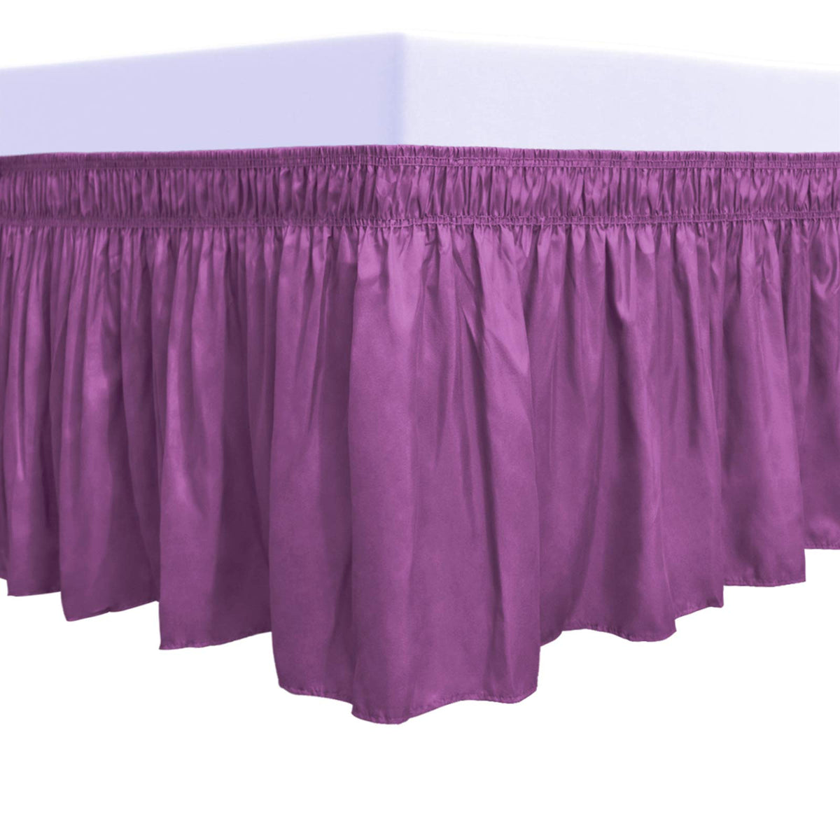 PureFit Wrap Around Ruffled Bed Skirt, White, Queen/King - 18" Drop