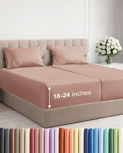 Extra Deep King Sheet Set - 4 Piece Breathable & Cooling - Antique White