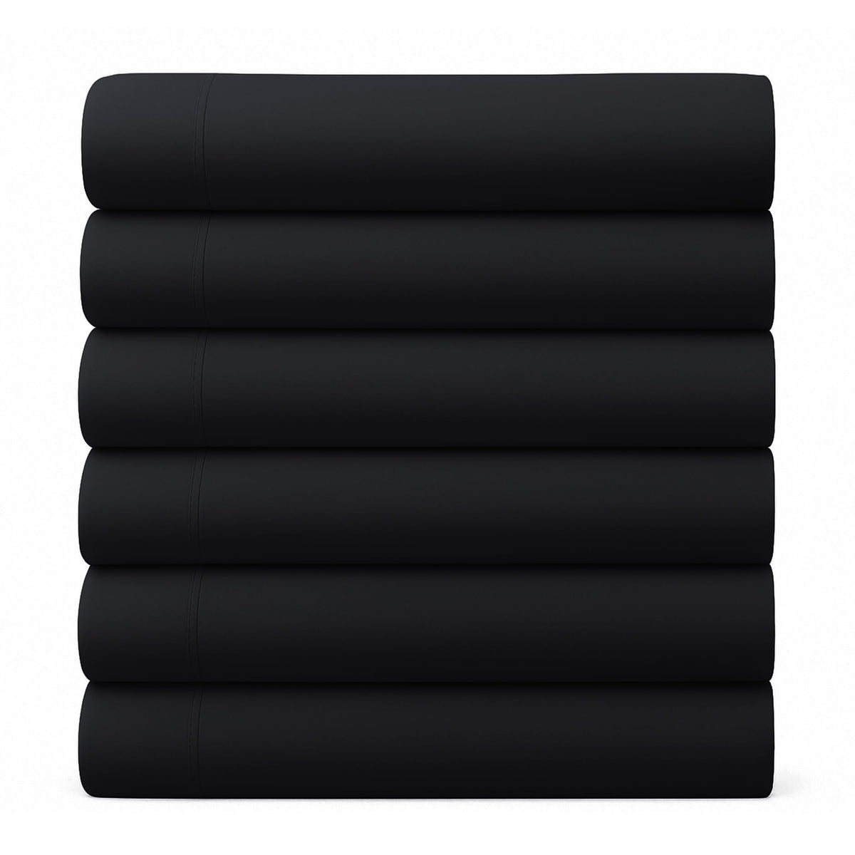 GOLD TEXTILES Queen Flat Sheet 6 Pack – Brushed Microfiber Top Sheets for Home, Hotel & Hospitality – Soft, Durable & Shrink-Resistant Flat Sheets, Easy-Care Bedding (6, Black, Queen)
