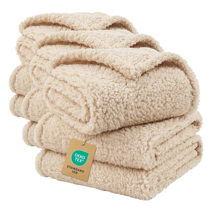 1 Pack 3 Calming Blankets Fluffy Premium Fleece Pet Blanket Soft Sherpa Throw for Dog Puppy Cat Beige Small (23" x16'')