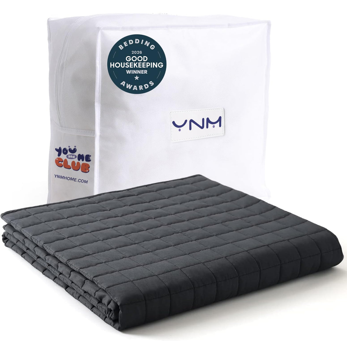 YnM 15lbs Weighted Blanket for Adults, 48x72 Inches, Dark Grey