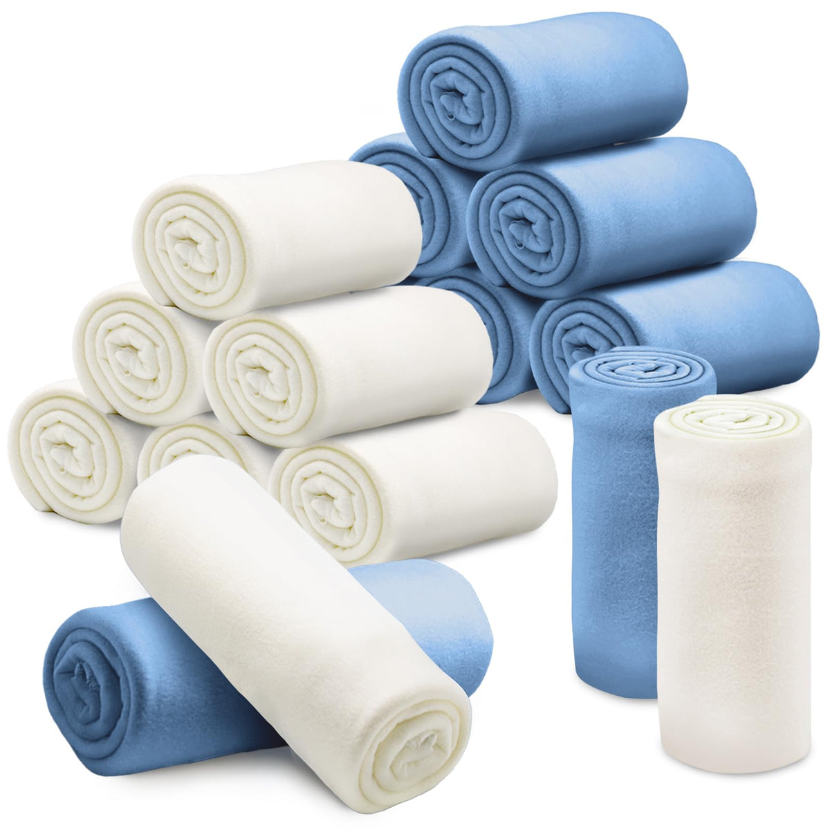 Fleece Throw Blankets Bulk 12PCS 60 x 50 in Soft Blankets Fabric Warm Lightweight Wool Blanket Cozy Coverlet for Beds Sofas Home Wedding Season (Light Gray)