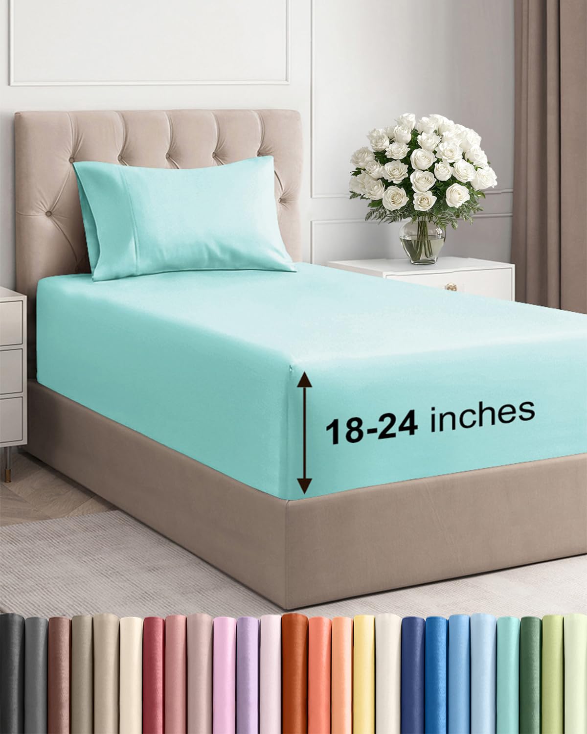 Extra Deep King Sheet Set - 4 Piece Breathable & Cooling - Antique White
