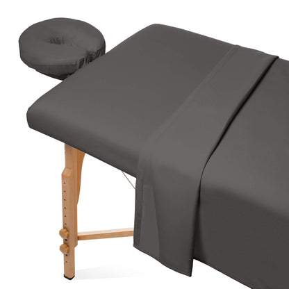 Saloniture 3-Piece Microfiber Massage Table Sheet Set - Premium Facial Bed Cover - Includes Flat and Fitted Sheets with Face Cradle Cover - White