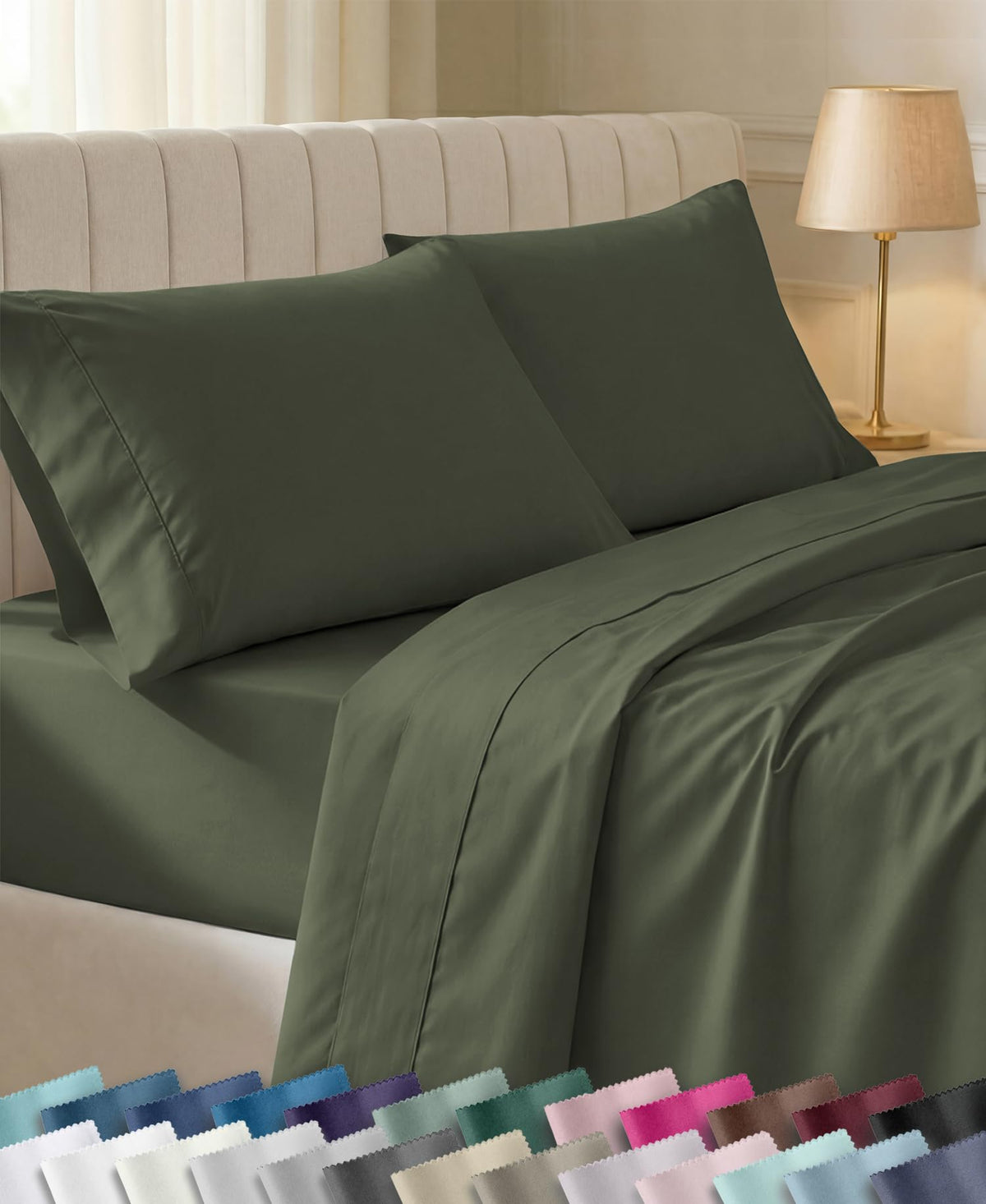 California Design Den Soft 100% Cotton Sateen Queen Bed Sheets Set, White