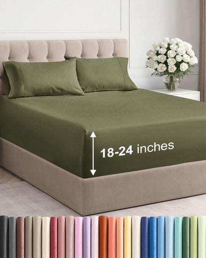 Extra Deep King Sheet Set - 4 Piece Breathable & Cooling - Antique White