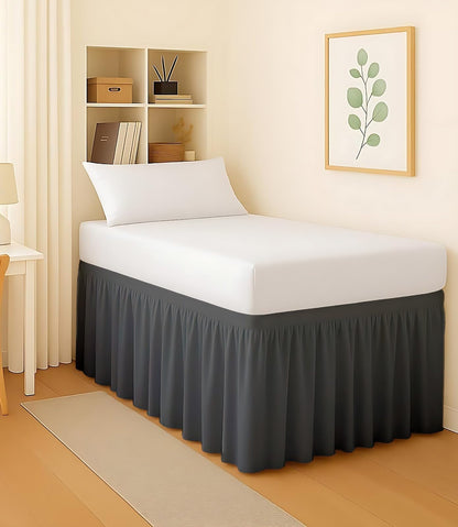 Mattress-Homes College Dorm Bed Skirt Twin XL, 42 Inch Drop Extra Long Bed Skirt, Split Corner Tailored Dust Ruffle, Premium Brushed Microfiber, Wrinkle Resistant, White