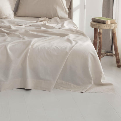 BISELINA Linen Sheet French Flax Flat Sheet Only 55% Euro Flax 45% Cotton Basic Style Solid Color Soft Breathable Farmhouse Top Sheet 1-Piece (Full, Linen)