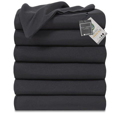 Lavisun Twin Flat Sheets Only, 6 Pack Soft Brushed Microfiber Bedding Sheets for Hotel, Massage, Hospital, Home, Dorm, Bulk Top Flat Sheets Only Twin Size (Grey)