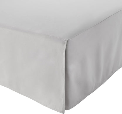 Amazon Basics Lightweight Pleated Bed Skirt, Machine Washable, Wrinkle and Fade Resistant, Queen, Black