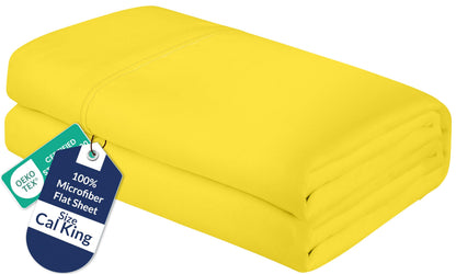 Royale Linens Queen Flat Sheet - Ultra Soft Brushed 1800 Microfiber Flat Sheets Only - Wrinkle Free & Stain Resistant - Hotel Quality Top Sheet for Bed (Queen, White)