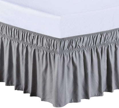 MEILA Wrap Around Elastic Bed Skirt for Queen & King Beds, 16" Drop, Beige