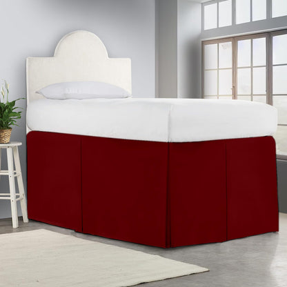 Crown Collection Full XL 32" Inch Drop Long Dorm Bed Skirt, Split Corner & Box Plated College Dorm Room Bed Skirts, Split Corner, Easy Care, No Wrinkle Microfiber Bed Skirt