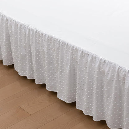 Tufted Dot Bed Skirt Queen Size - Ruffled Bed Skirt with Split Corners