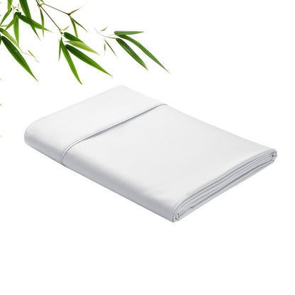 Bamboo Viscose Flat Sheets Only, 400 Thread Count Sateen Weave Twin Size Flat Sheet Only, Luxury Soft Cooling for Hot Sleepers, Silky Breathable (Beige, Twin)
